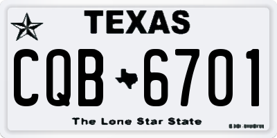 TX license plate CQB6701