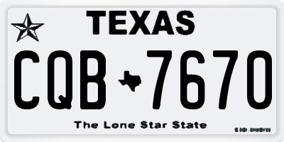 TX license plate CQB7670