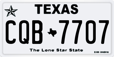 TX license plate CQB7707