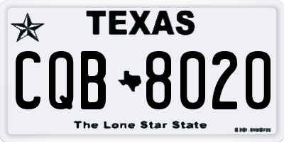 TX license plate CQB8020