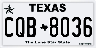 TX license plate CQB8036