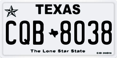 TX license plate CQB8038