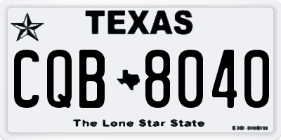 TX license plate CQB8040