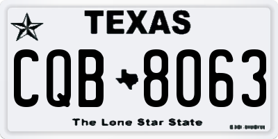 TX license plate CQB8063