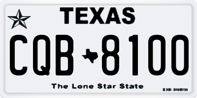 TX license plate CQB8100