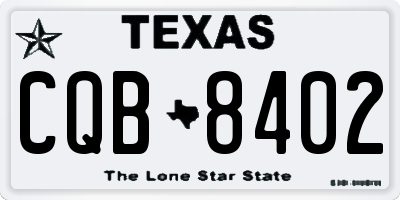 TX license plate CQB8402