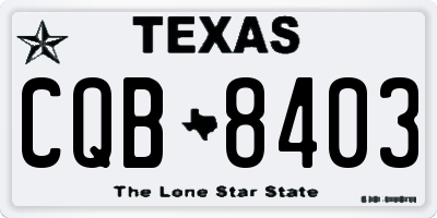 TX license plate CQB8403