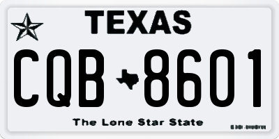 TX license plate CQB8601