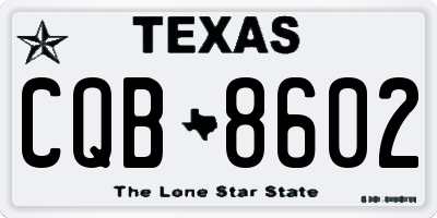 TX license plate CQB8602