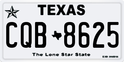 TX license plate CQB8625