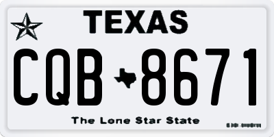 TX license plate CQB8671