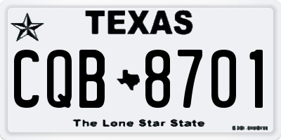 TX license plate CQB8701