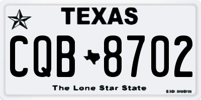 TX license plate CQB8702