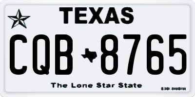 TX license plate CQB8765