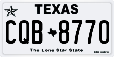 TX license plate CQB8770
