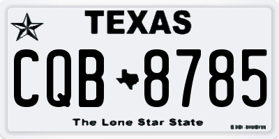 TX license plate CQB8785