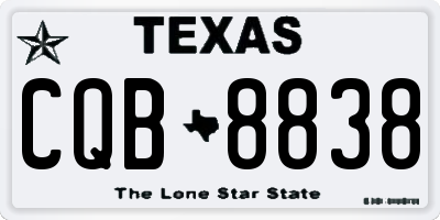 TX license plate CQB8838