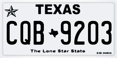 TX license plate CQB9203