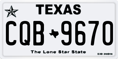 TX license plate CQB9670