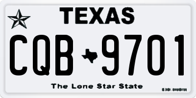 TX license plate CQB9701
