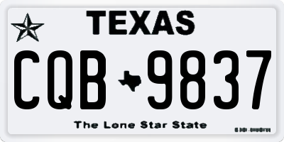 TX license plate CQB9837