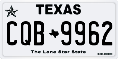 TX license plate CQB9962