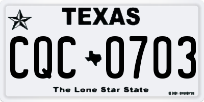 TX license plate CQC0703