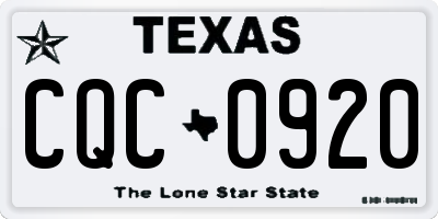 TX license plate CQC0920
