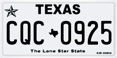 TX license plate CQC0925