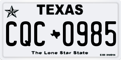 TX license plate CQC0985