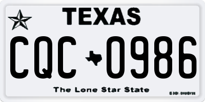 TX license plate CQC0986