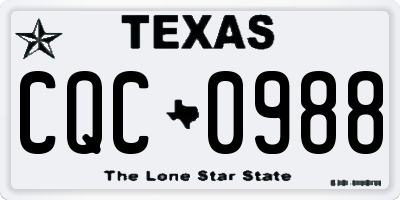 TX license plate CQC0988