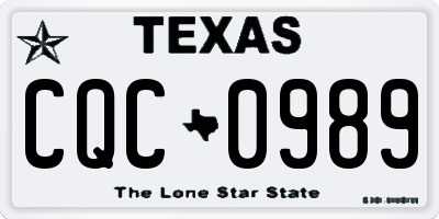 TX license plate CQC0989
