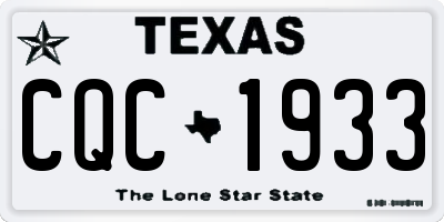 TX license plate CQC1933