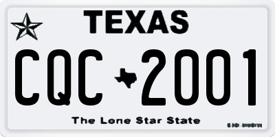 TX license plate CQC2001