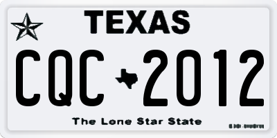 TX license plate CQC2012