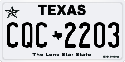 TX license plate CQC2203