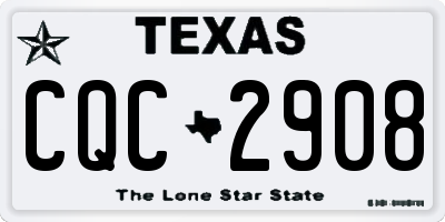 TX license plate CQC2908