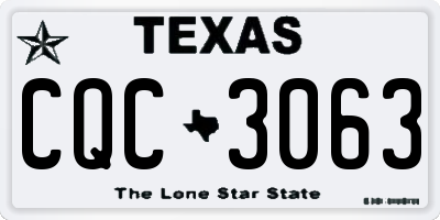 TX license plate CQC3063