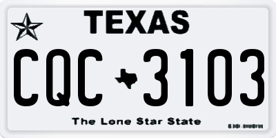 TX license plate CQC3103