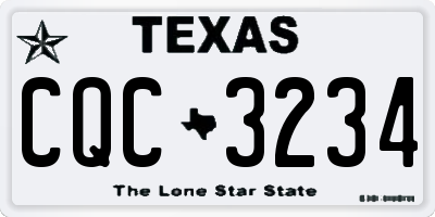 TX license plate CQC3234