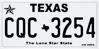 TX license plate CQC3254