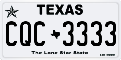 TX license plate CQC3333