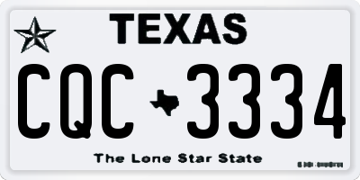 TX license plate CQC3334