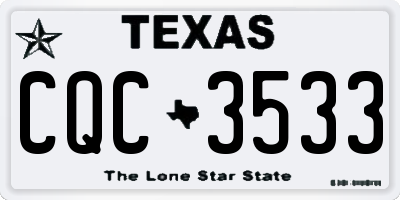 TX license plate CQC3533