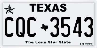 TX license plate CQC3543