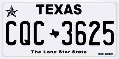 TX license plate CQC3625