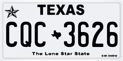 TX license plate CQC3626