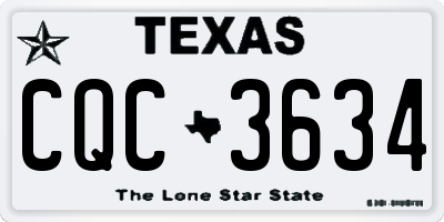 TX license plate CQC3634