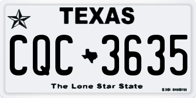 TX license plate CQC3635